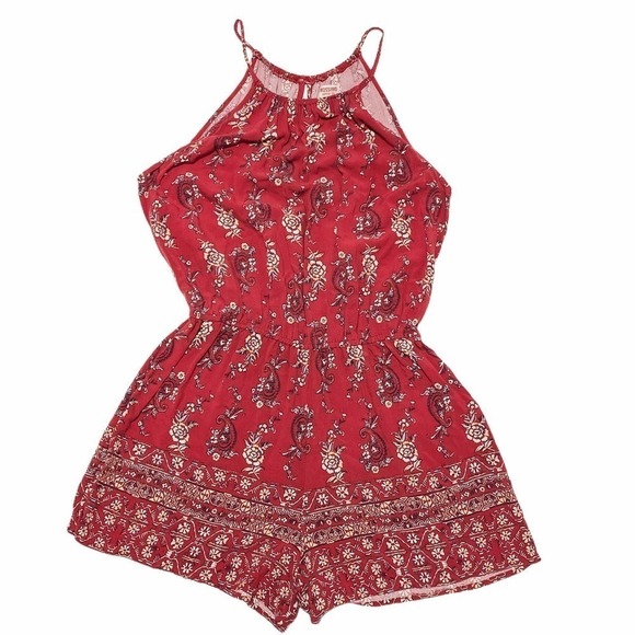 MOSSIMO Supply Co. Red Printed Romper Size Medium - Picture 5 of 12